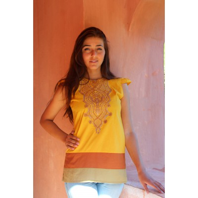 Embroidered blouse "Oriental Lace" yellow